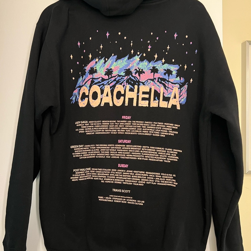 Coachella Black Graphic Zip-Up Hoodie - Unisex, Never Worn